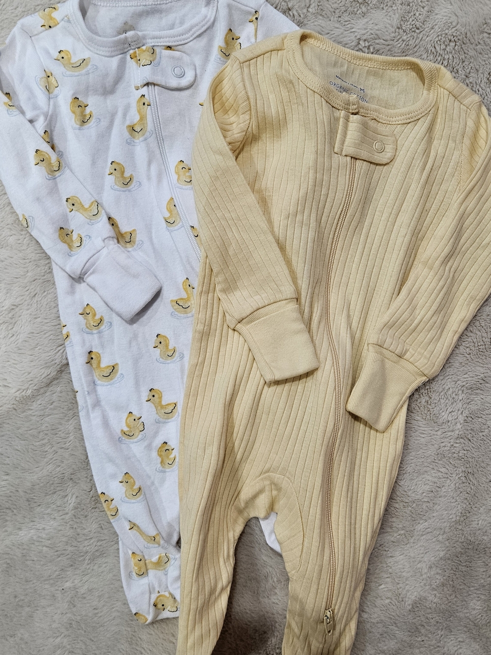 Member's Mark Yellow Ducky Zip-Front Baby One-Piece Sleeper (2 Pack) 3 Months